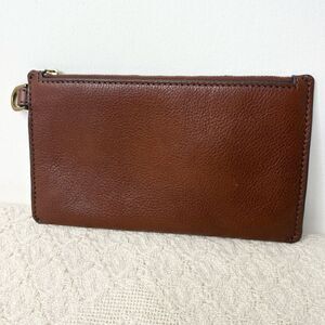Fossil Brown Leather Slim Pouch Wristlet NO STRAP